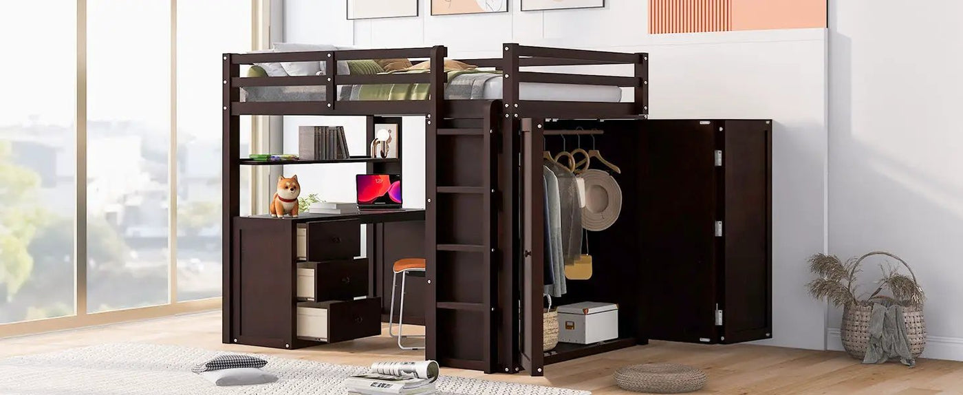 Loft Bed With Drawers, Desk, And Wardrobe by HouseOfZazla