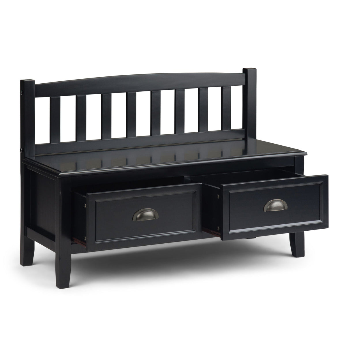 Entryway Storage Bench with Drawers - Solid Wood, Black or Dark Brown, photo 4 of 19