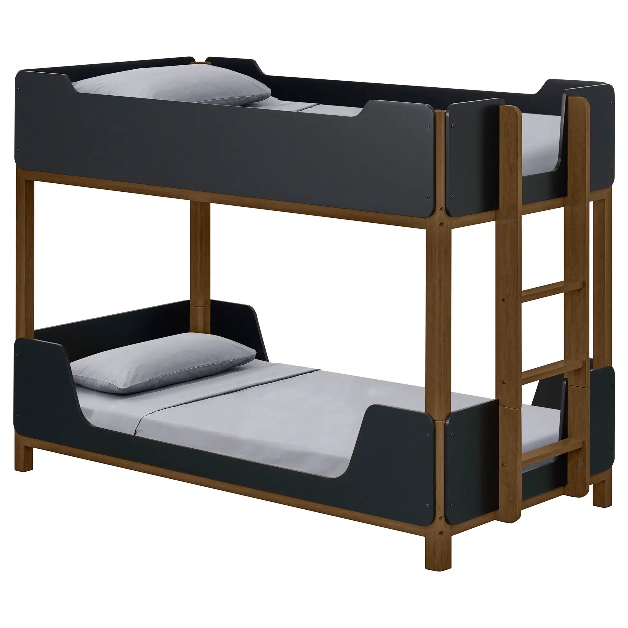 Morris Twin Over Twin Wood Bunk Bed Black and Walnut by Unique Piece Furniture