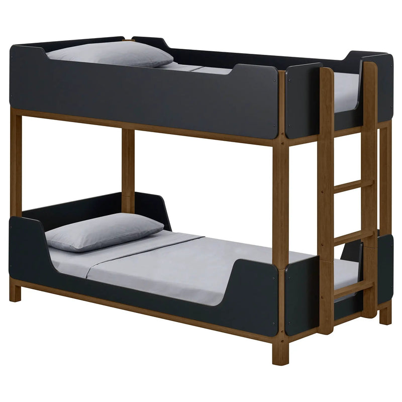 Morris Twin Over Twin Wood Bunk Bed Black and Walnut by Unique Piece Furniture