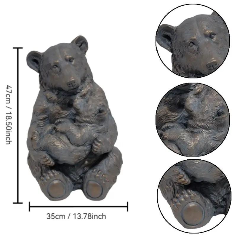 12'' Antique Bronze Mother And Cub Bear Statue by HouseOfZazla