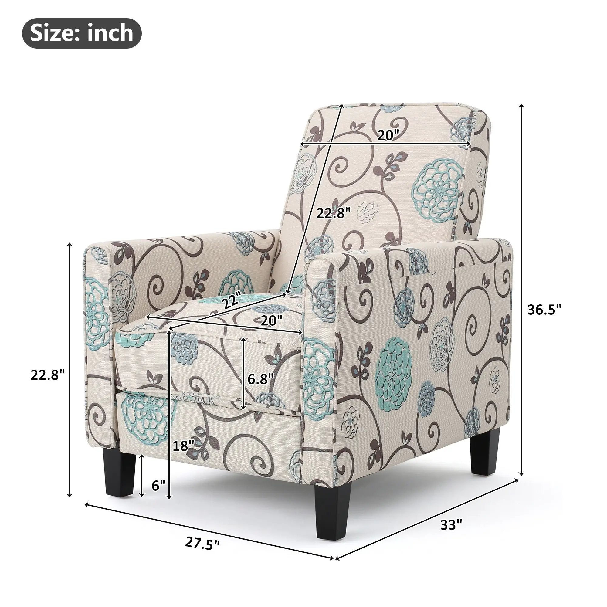 Push Back Upholstered Recliner Armchair by Unique Piece Furniture