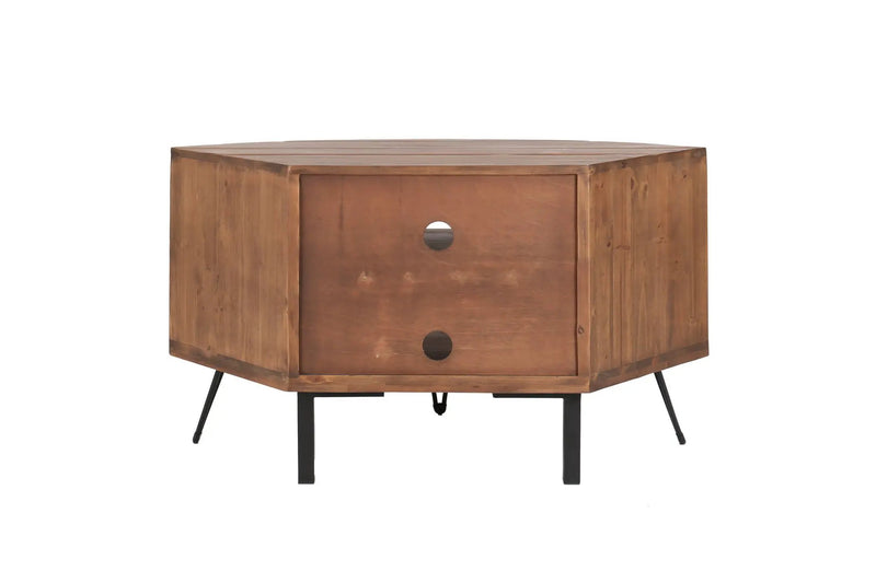Fan Shape Reclaimed Wood Corner Media Table For Living Room Wise Use Your Space - Natural by Unique Piece Furniture