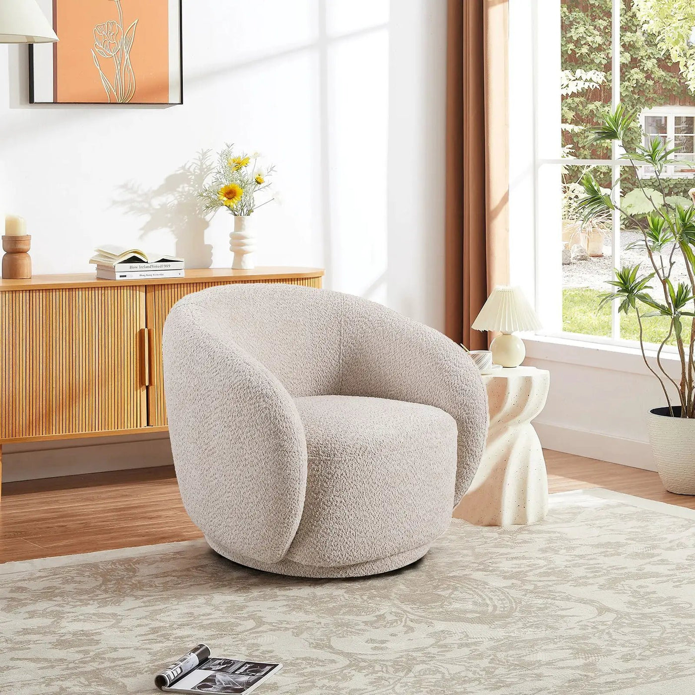 Swivel Accent Upholstered Barrel Chair by HouseOfZazla