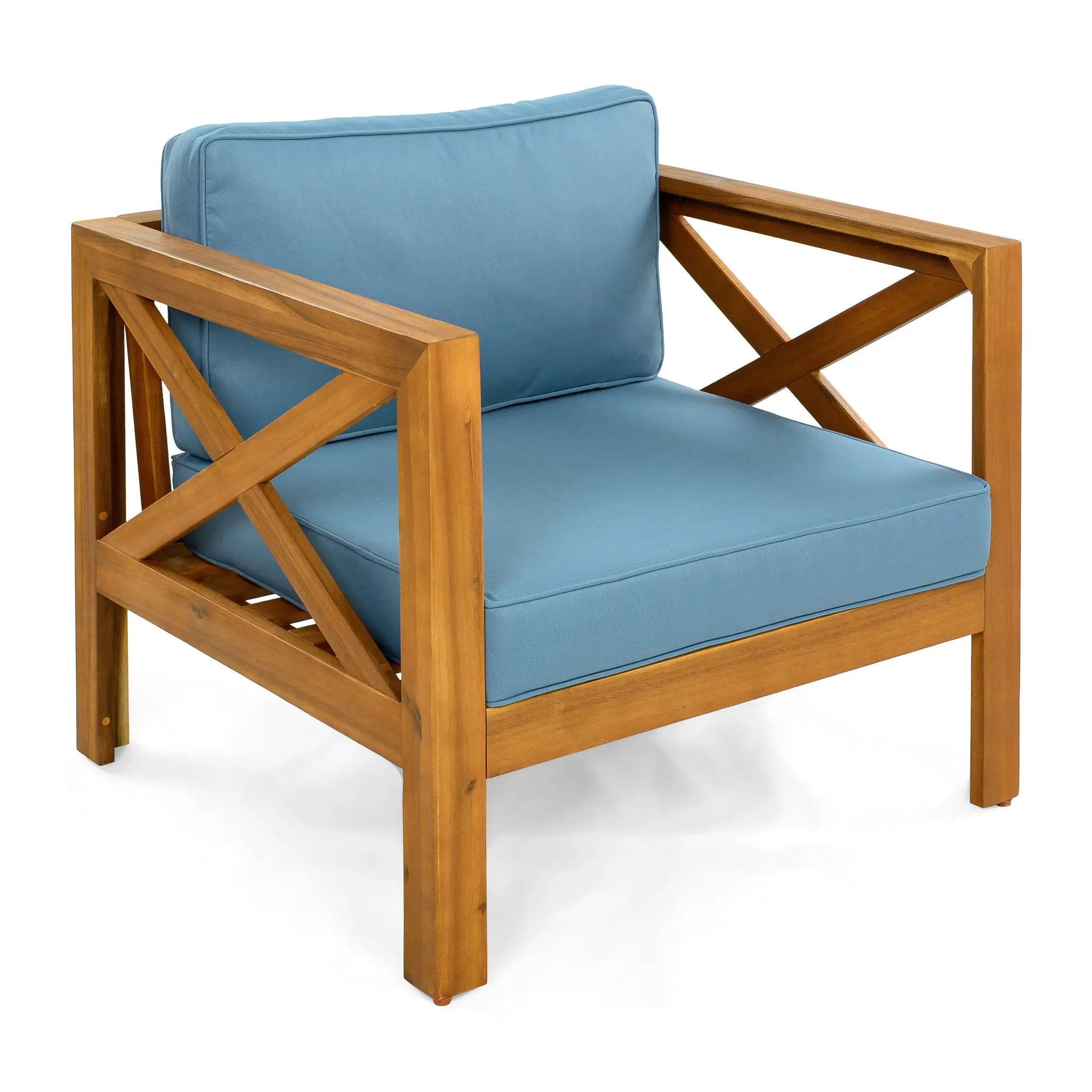 Outdoor Acacia Wood Club Wooden Armchair with Cushions (Set of 2) by HouseOfZazla
