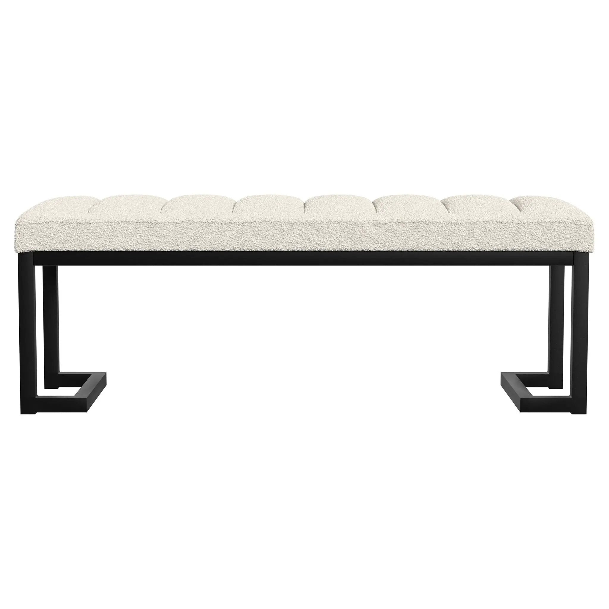 Mesa Boucle Upholstered Tufted Accent Bench Vanilla by Unique Piece Furniture