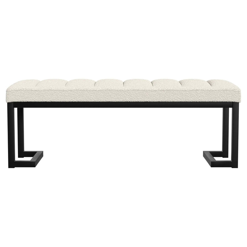 Mesa Boucle Upholstered Tufted Accent Bench Vanilla by Unique Piece Furniture