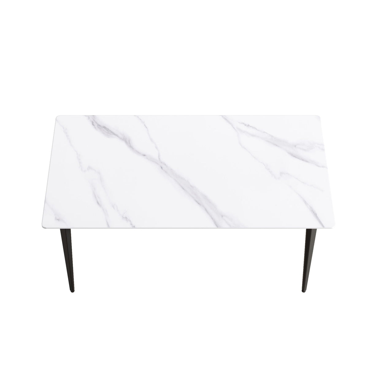 Modern Artificial Stone Dining Table with Black Metal Legs - White, photo 3 of 12