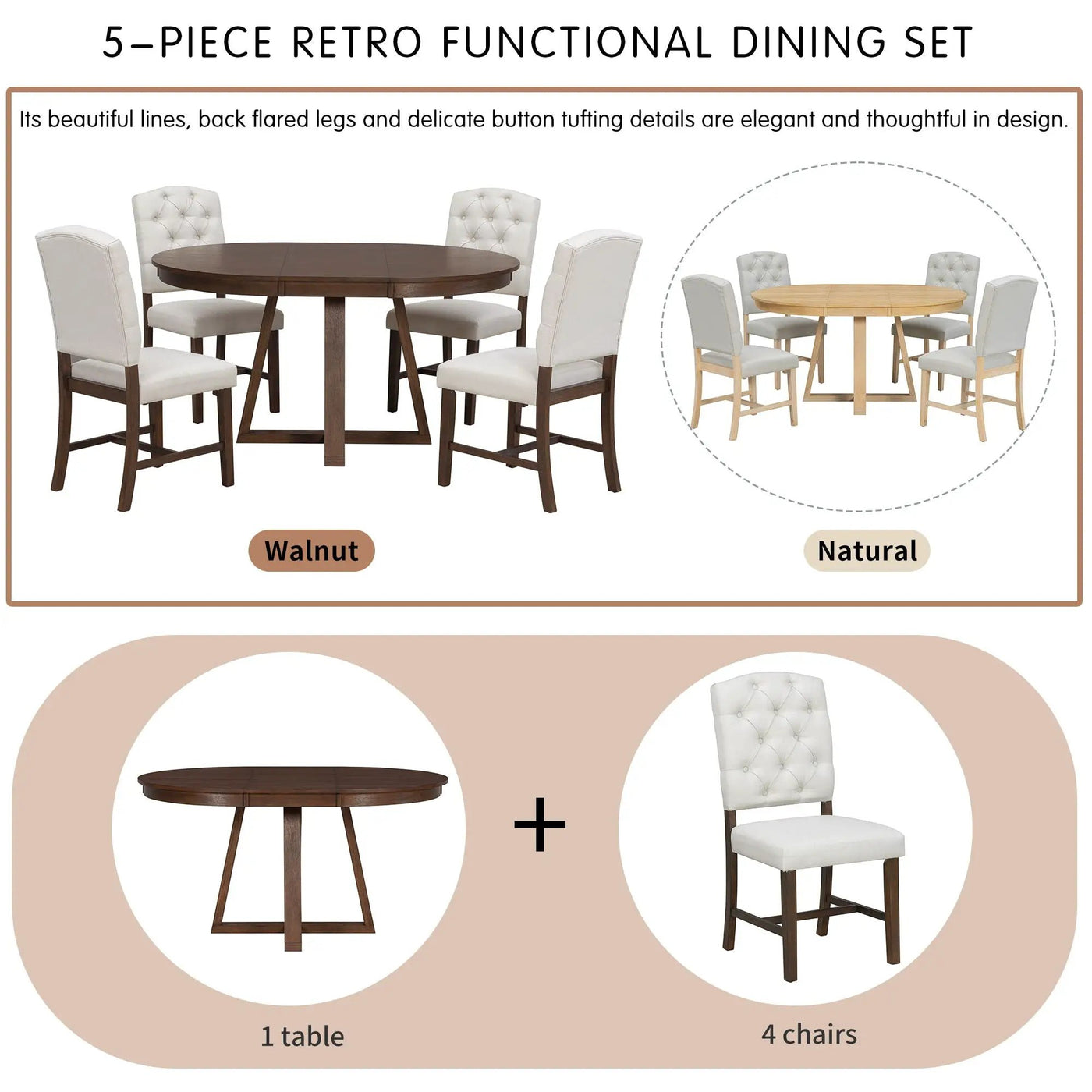 Dining Set With Leaf Round Table And 4 Upholstered Chairs by Unique Piece Furniture