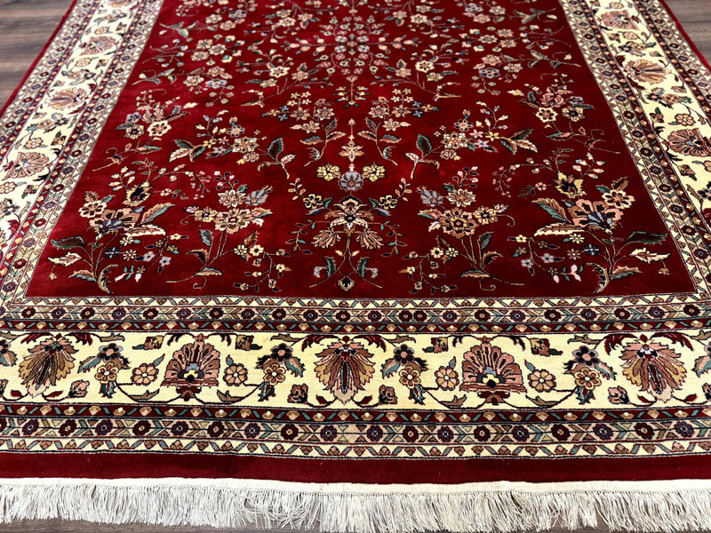 Indo Persian Rug 8x10, Red and Cream, Floral, Pande Cameron by Jewel Rugs