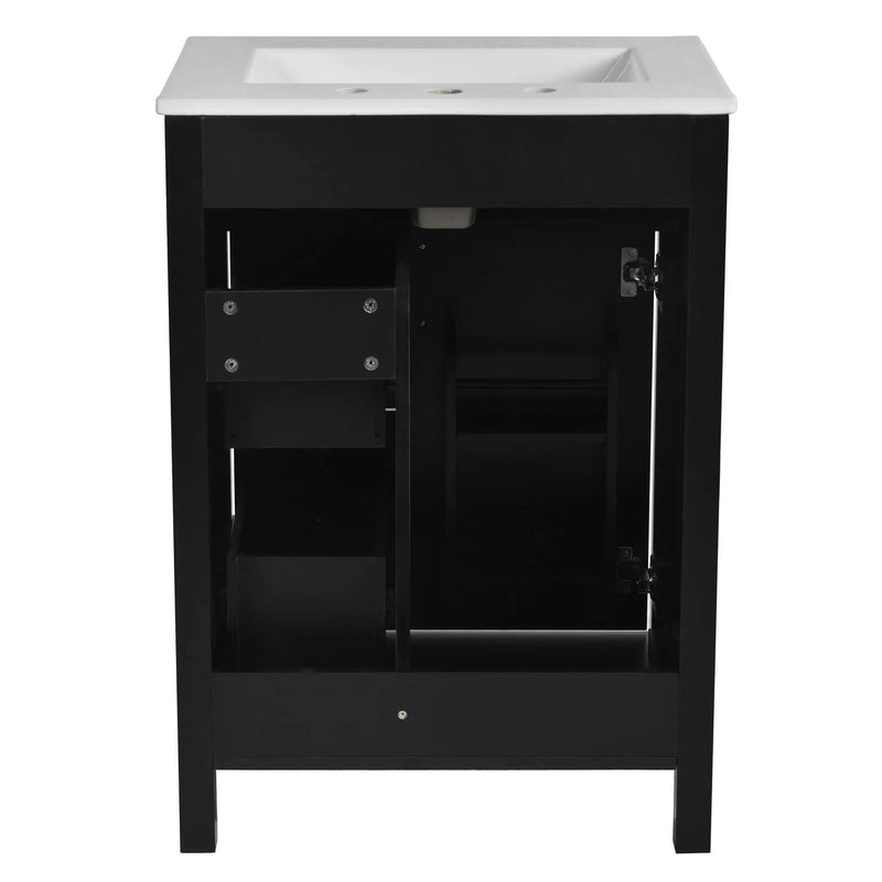 Elegant Bathroom Vanity With Ceramic Sink, Soft Close Doors And Drawers, Double Storage Racks by HouseOfZazla
