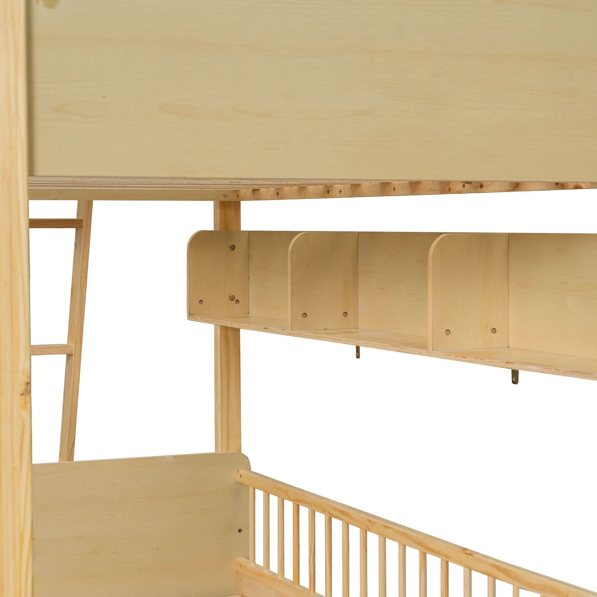 Bunk Bed With 3 Storage Shelves, Adjustable Ladder Left Or Right by Unique Piece Furniture