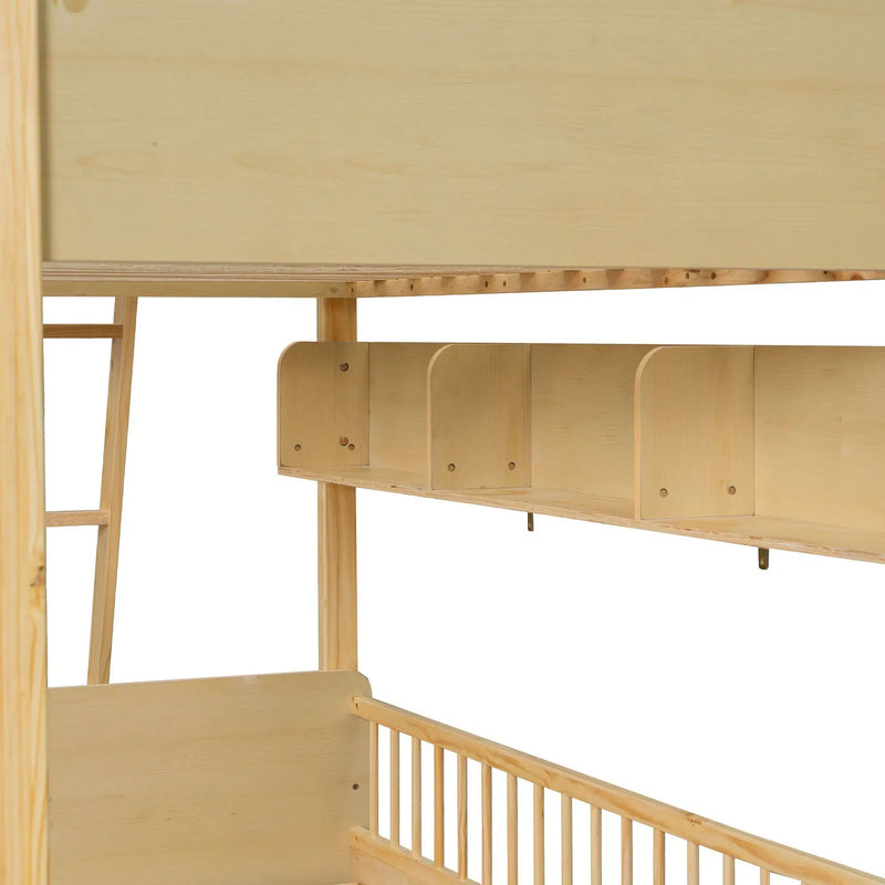 Bunk Bed With 3 Storage Shelves, Adjustable Ladder Left Or Right by Unique Piece Furniture