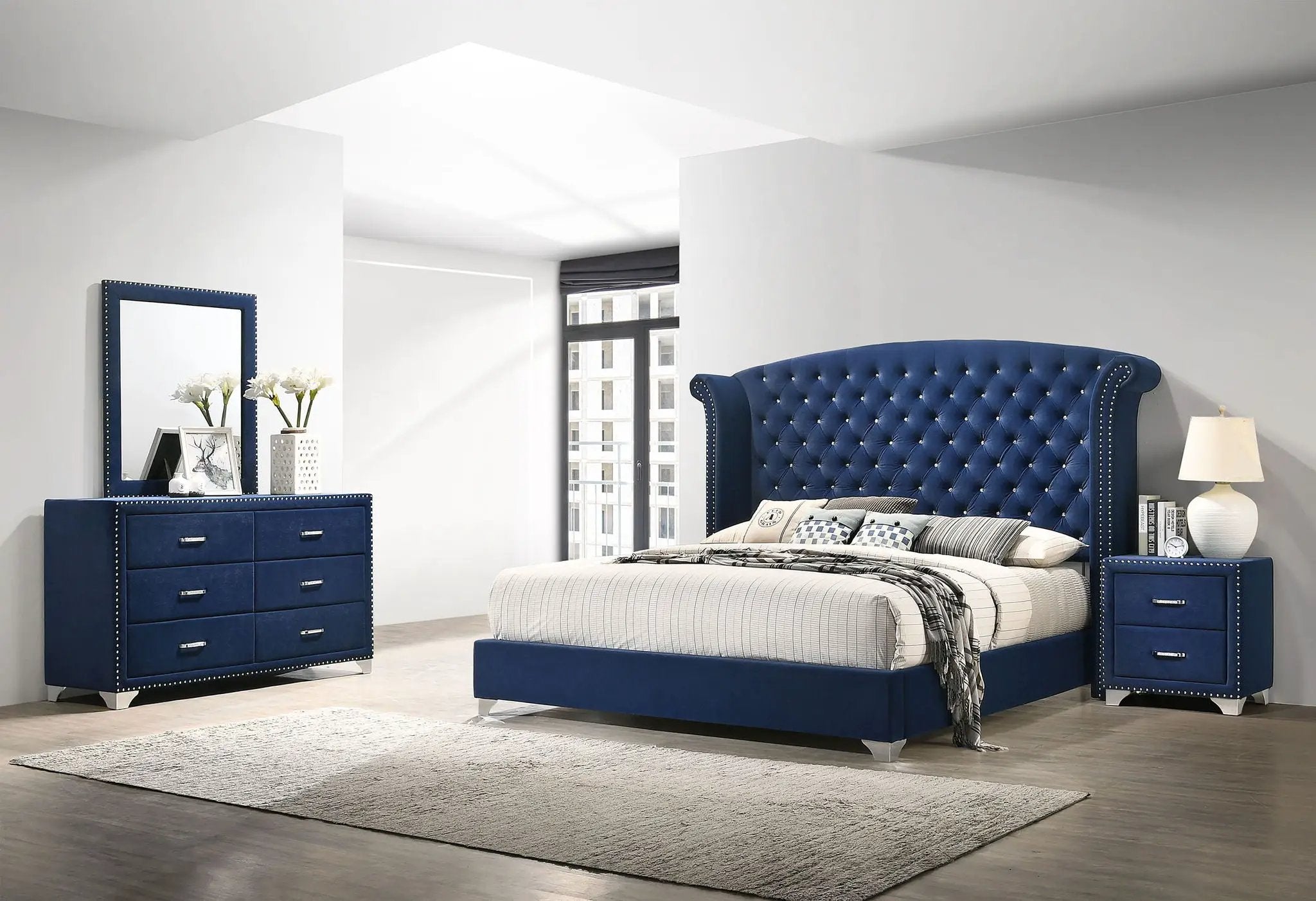 Melody 4-piece California King Bedroom Set Pacific Blue by Unique Piece Furniture