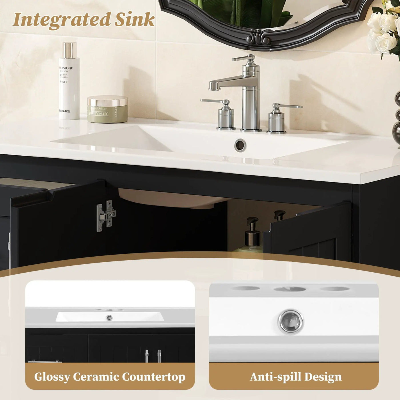 Wall Mounted Bathroom Vanity & Sink, 2 Drawers by HouseOfZazla