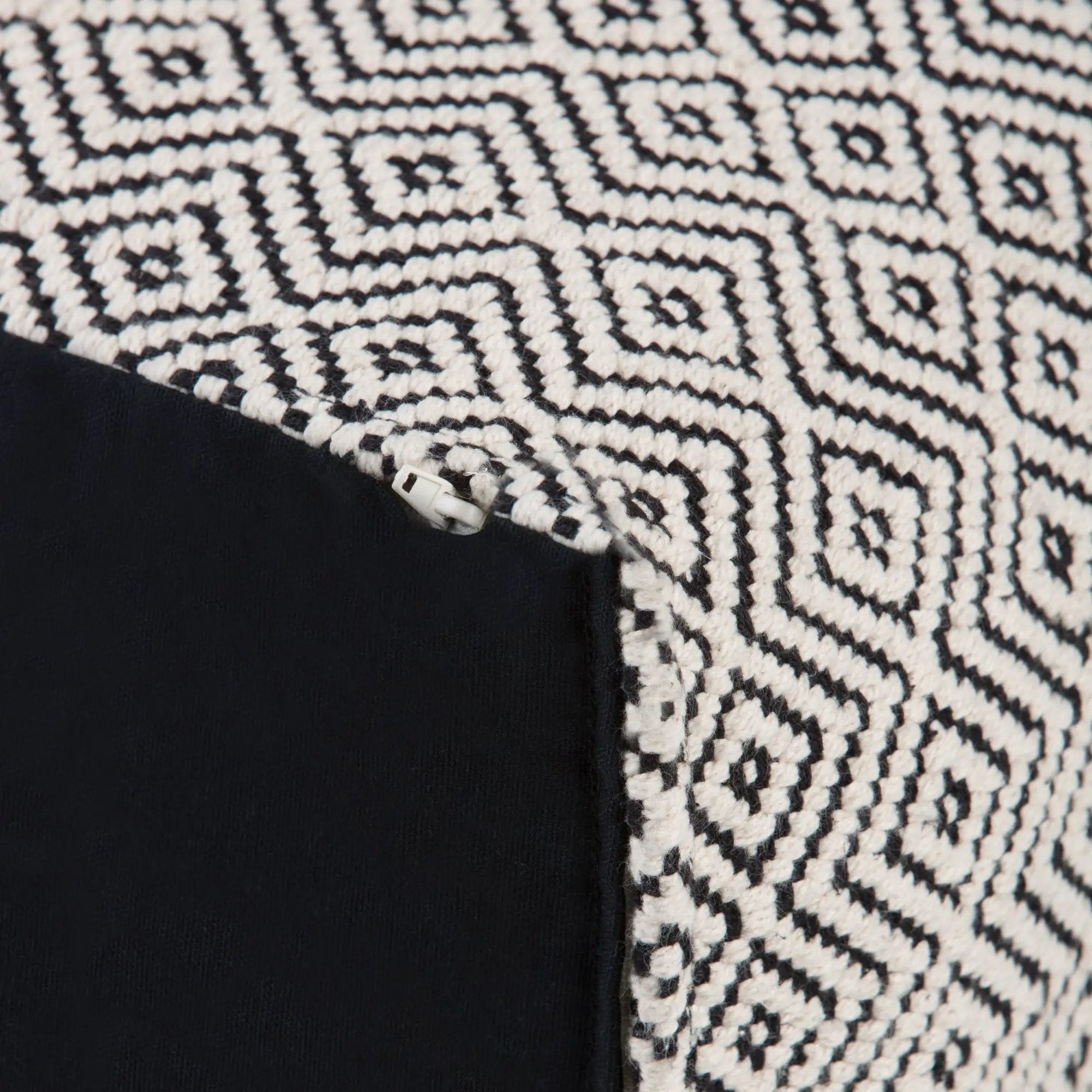 Brynn - Square Pouf - Patterned Black / Natural by HouseOfZazla