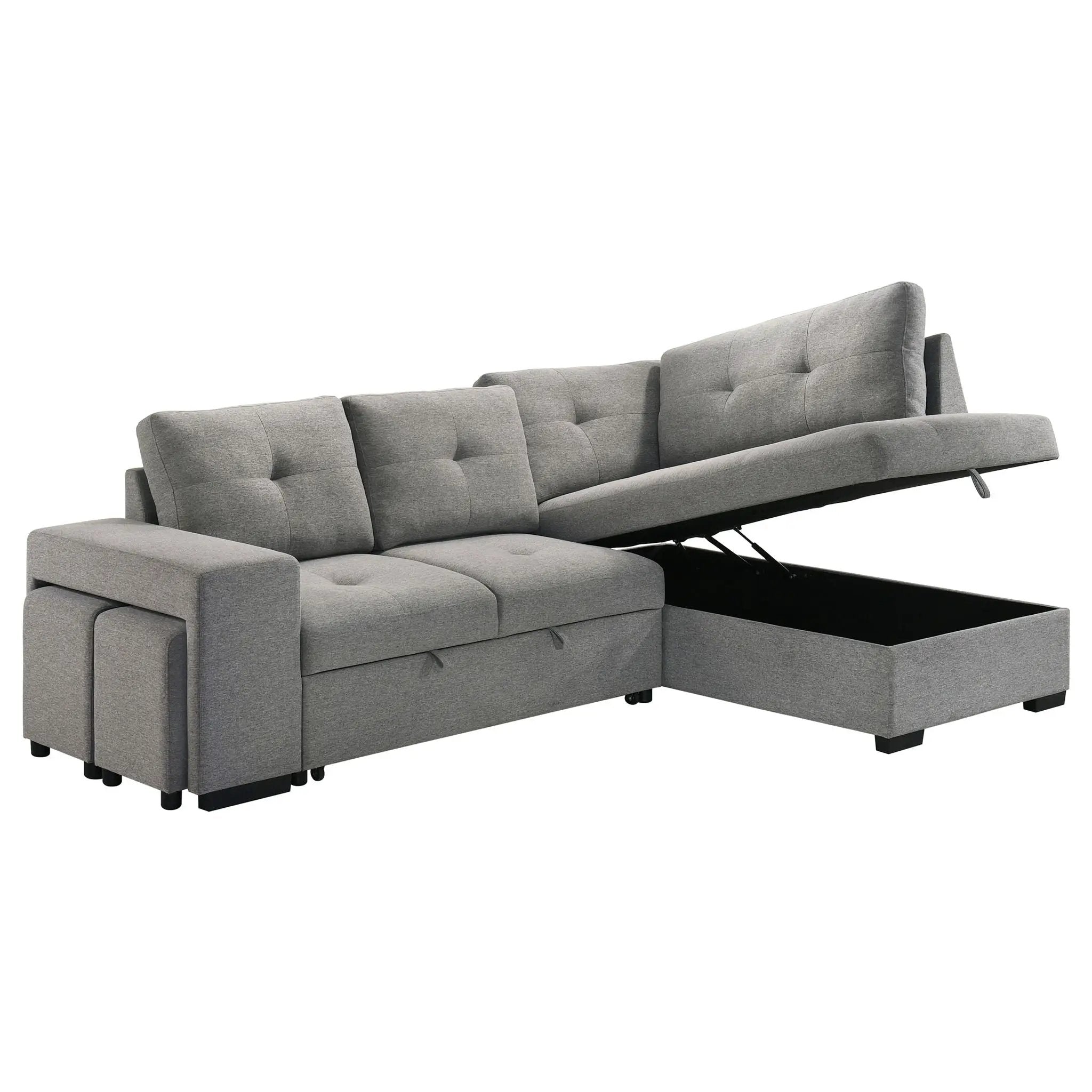 Roanne Fabric Upholstered Sleeper Sectional Sofa Grey by Unique Piece Furniture