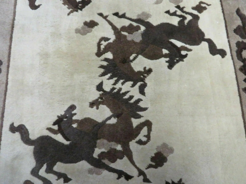 4' X 6' Modern Tibetan Nepal Art Deco Chinese Hand Knotted Wool Rug Horses Nice by Jewel Rugs