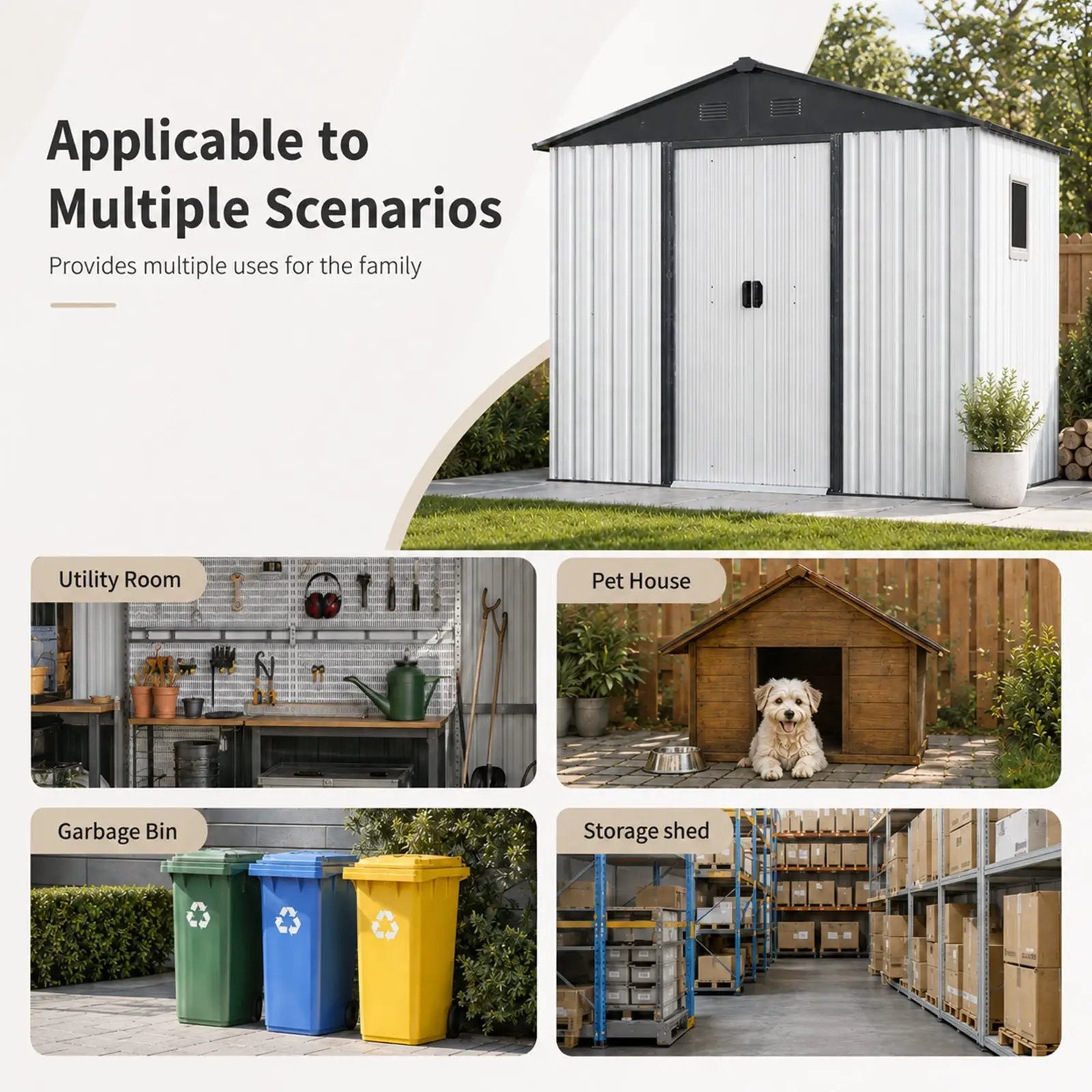 8ft x 4ft Outdoor Metal Storage Shed with Window by HouseOfZazla