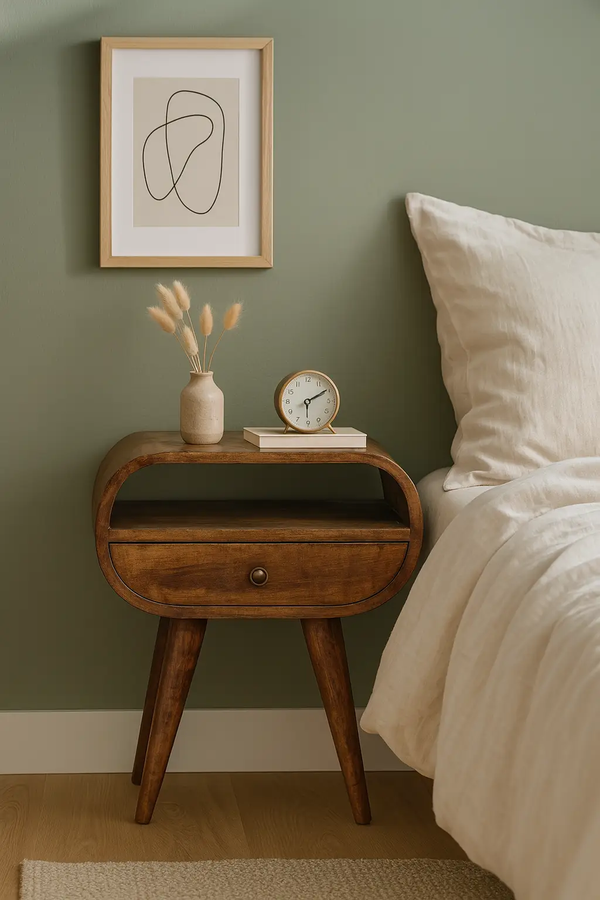 Chestnut Circular Open Bedside, 1-Drawer