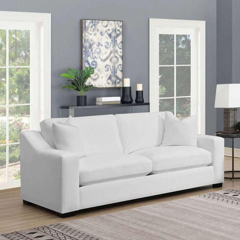 Ashlyn Upholstered Sloped Arm Sofa White by Unique Piece Furniture