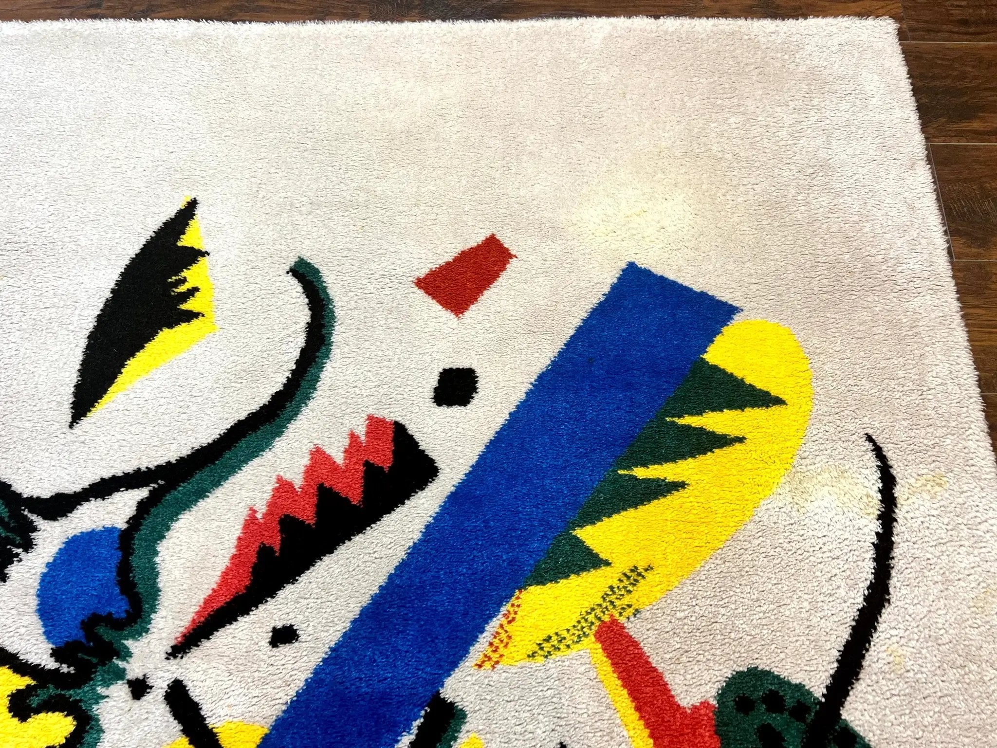 Danish Rya Shag Rug 6x9, EGE Axminster Carpet, Ivory, Modern Abstract Rug, Signed by Designer by Jewel Rugs