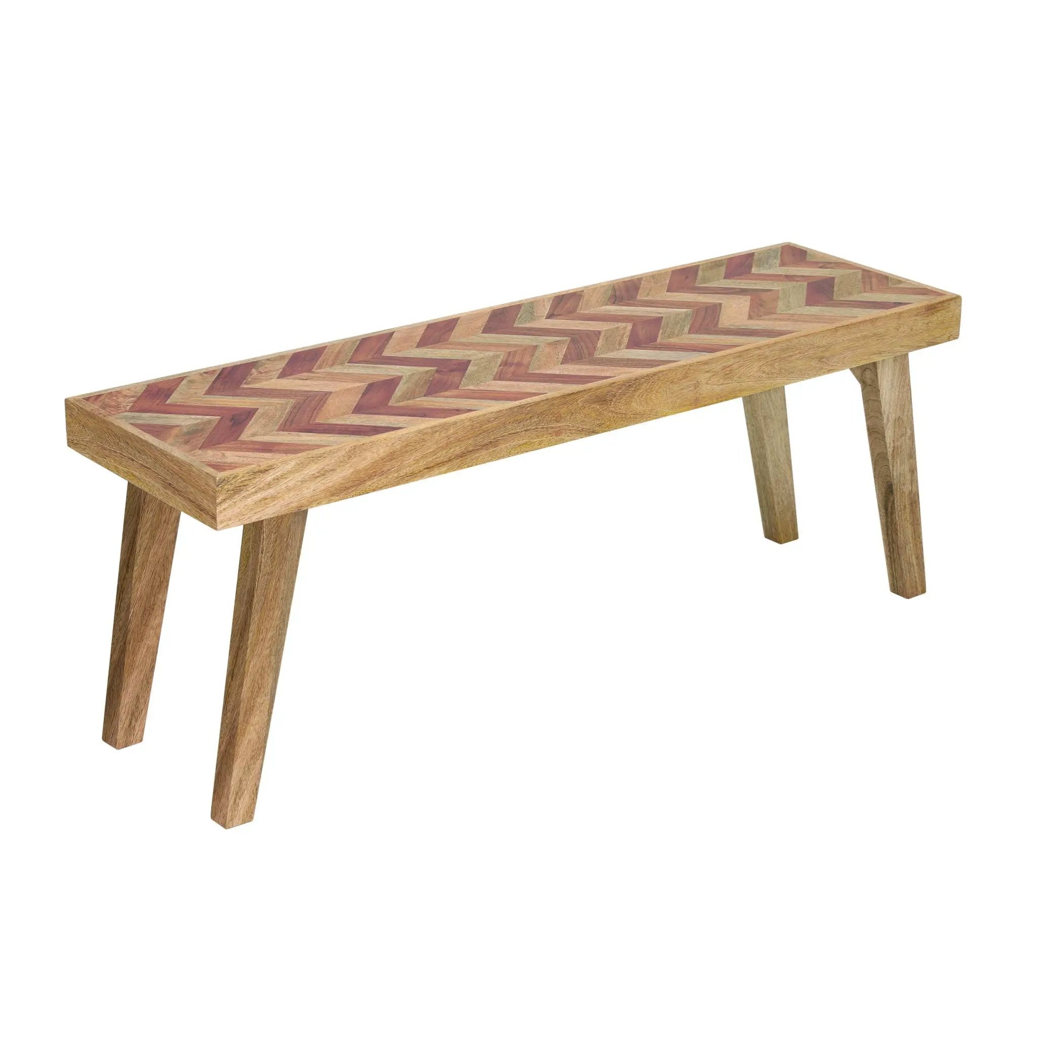 Artisan Handcrafted Mango Wood Bench Rustic Boho Style - Natural by HouseOfZazla