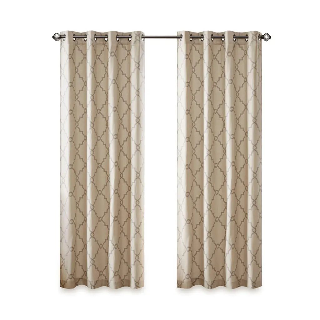 Fretwork Print Grommet Top Window Curtain Panel (One Panel) by HouseOfZazla