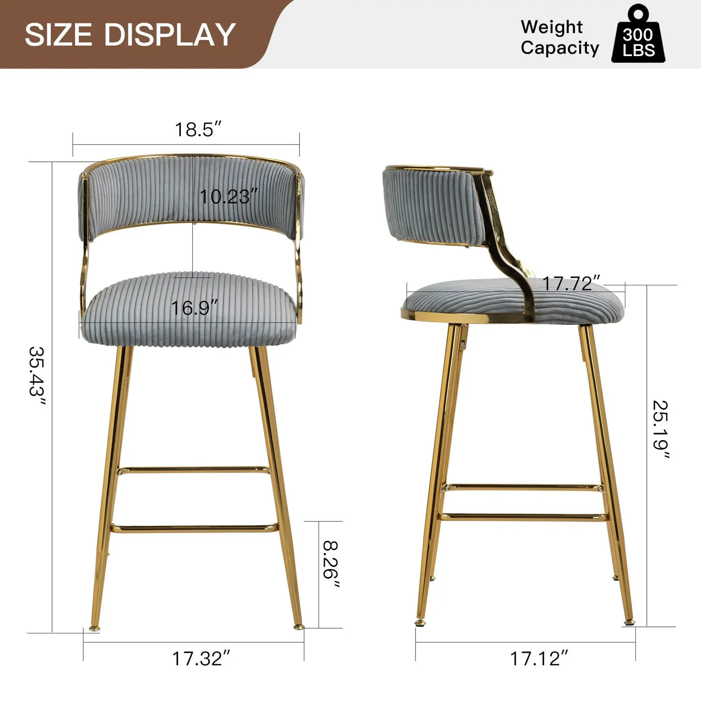 Counter Height Bar Stools With Powder Coating Base And Footrest (Set of 2) - by HouseOfZazla