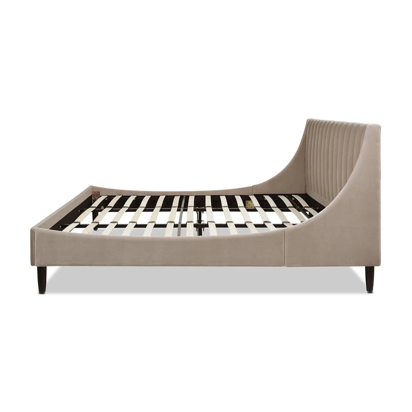 Aspen Vertical Tufted Headboard Platform Bed Set, King, Mink Beige Performance Velvet by HouseOfZazla