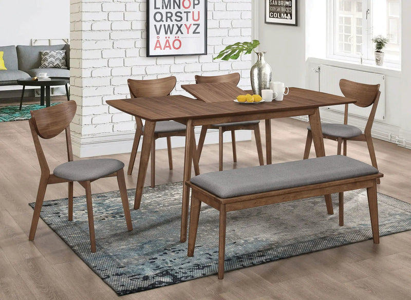 Alfredo Upholstered Dining Bench Grey and Natural Walnut by Unique Piece Furniture