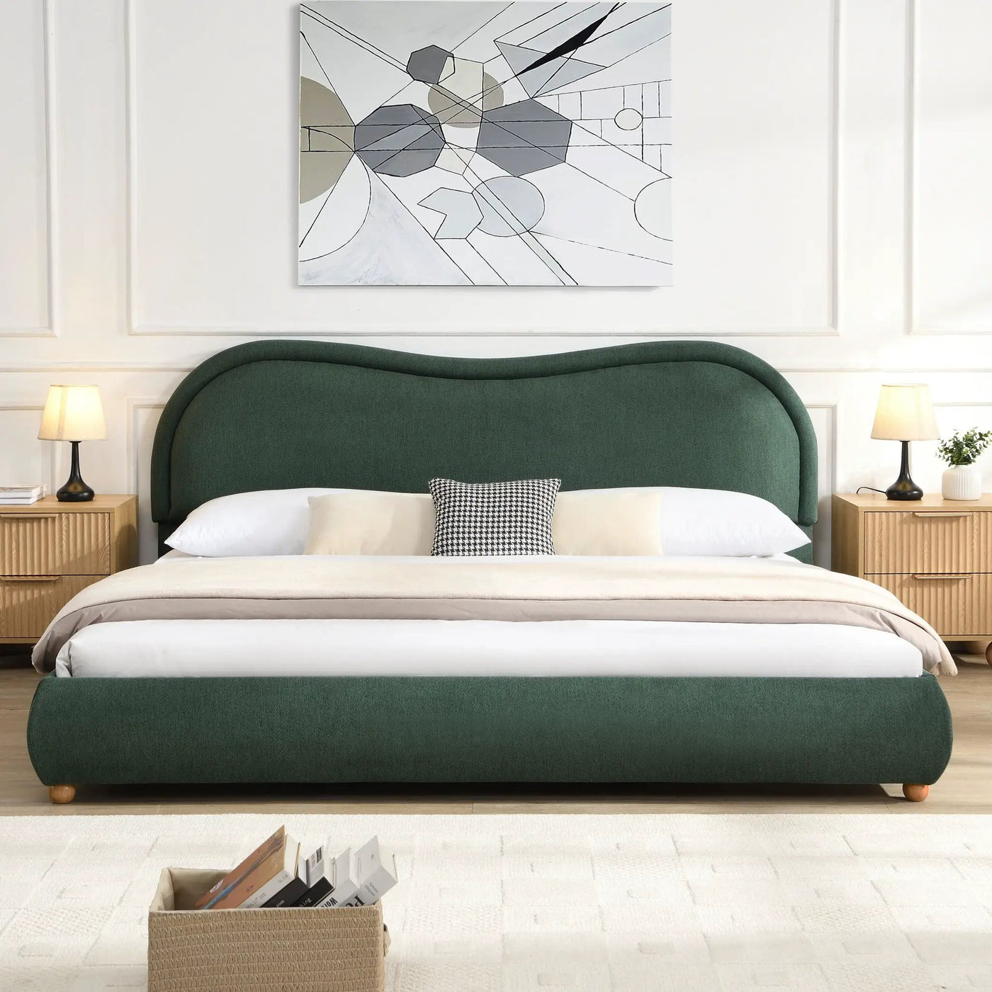 Upholstered Platform Bed Frame With Curved Headboard by HouseOfZazla