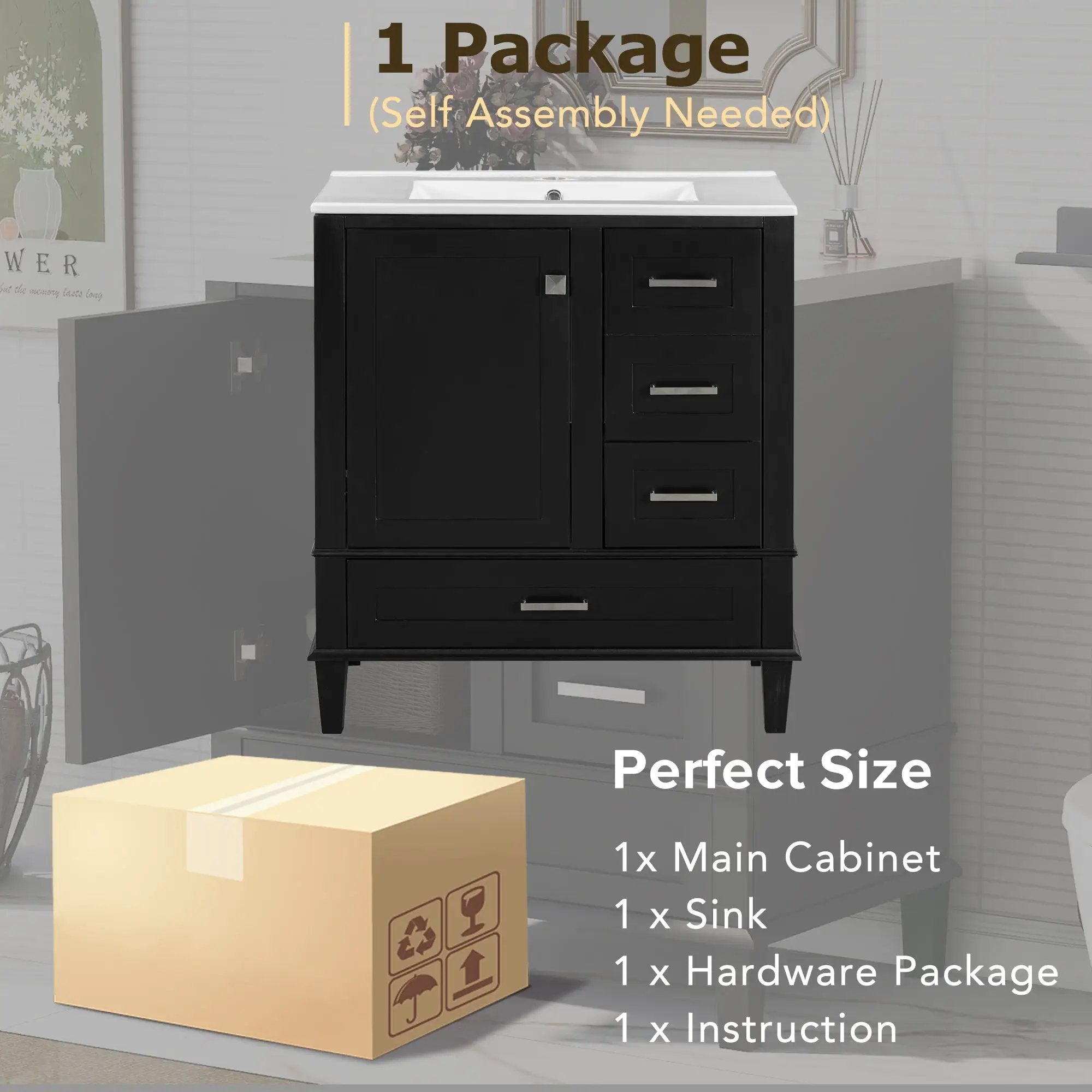 30" Bathroom Vanity with Sink Combo Set by HouseOfZazla