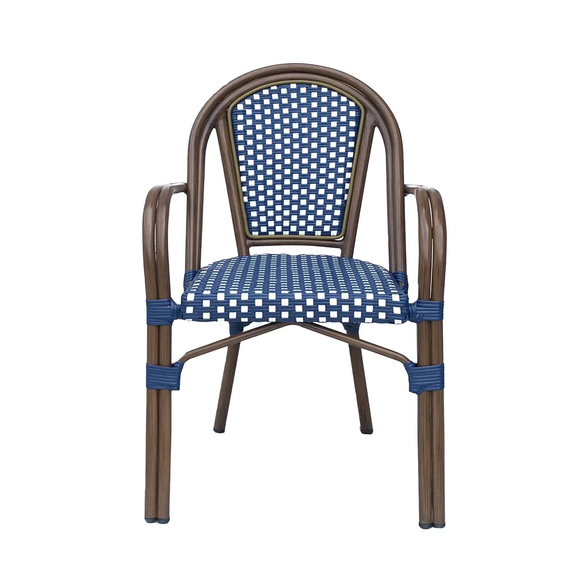 Bistro Chair With 2 Toned Checkered Pattern (Set of 2) - White / Navy by HouseOfZazla