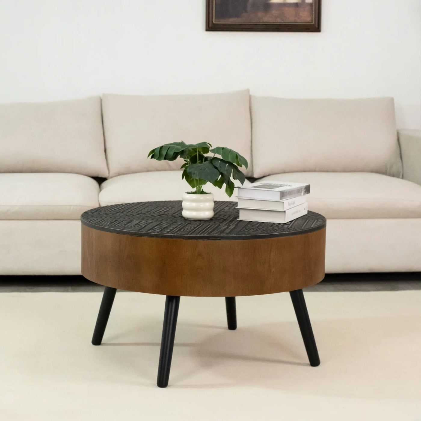 Round Coffee Table With Storage Function For Living Rooms by HouseOfZazla