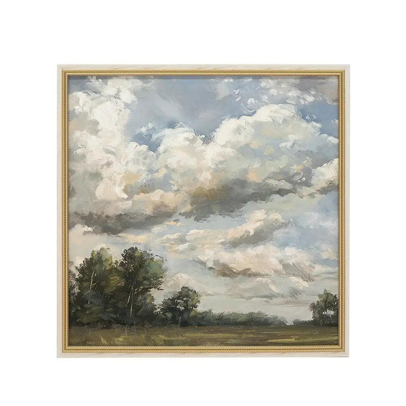39.4x39.4 Large Square Countryside Canvas Art with Soft Multicolored Details by HouseOfZazla