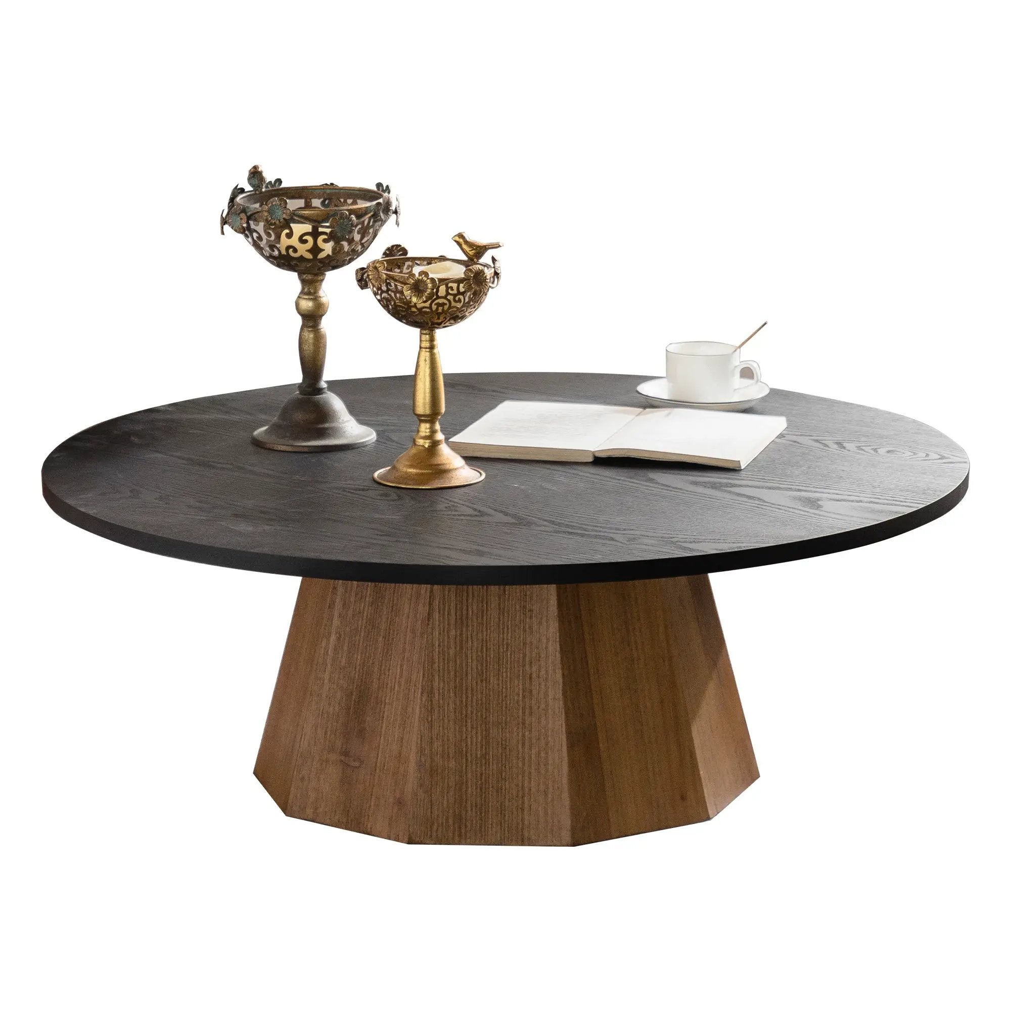Round Coffee Table with Sturdy Pedestal Design by HouseOfZazla