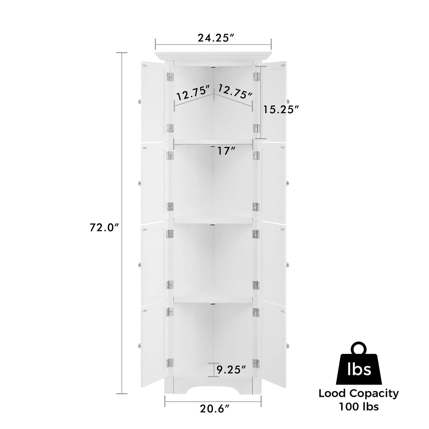 Tall Storage Cabinet With Doors And 4 Shelves For Living Room, Kitchen, Office, Bedroom, Bathroom, Modern by HouseOfZazla