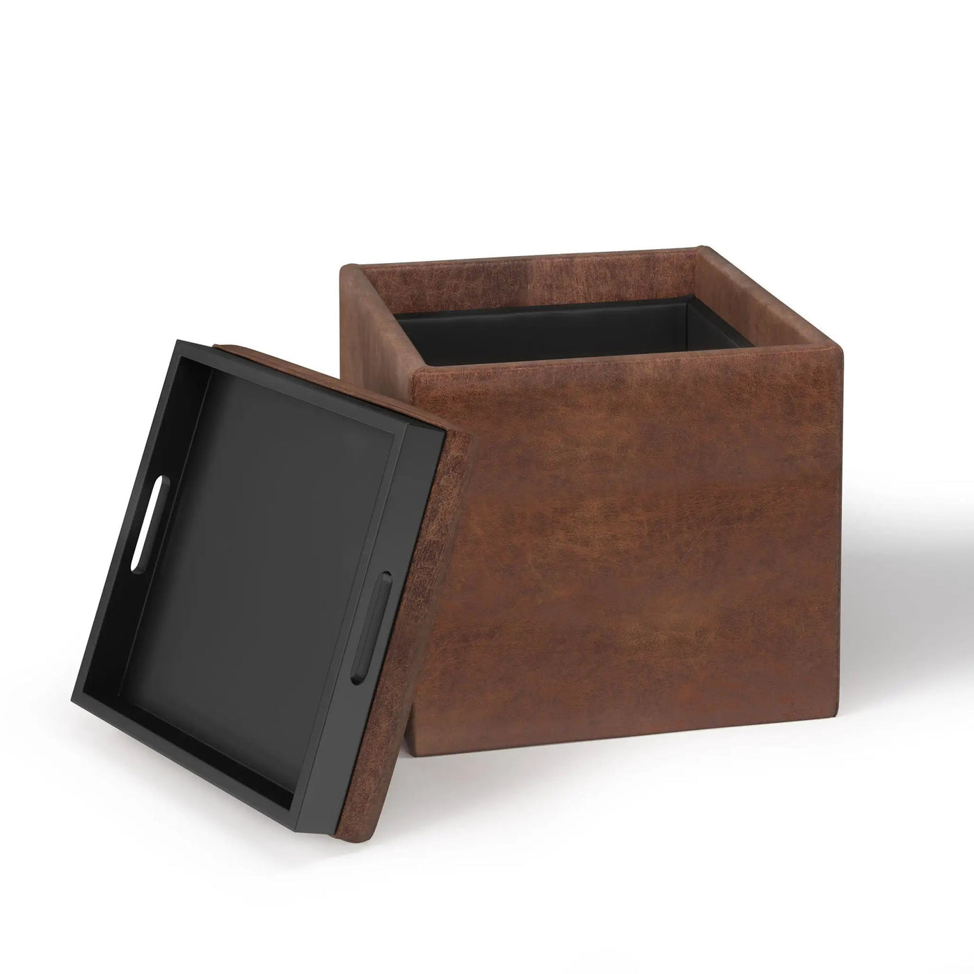 Rockwood - Upholstered Cube Storage Ottoman With Tray by HouseOfZazla