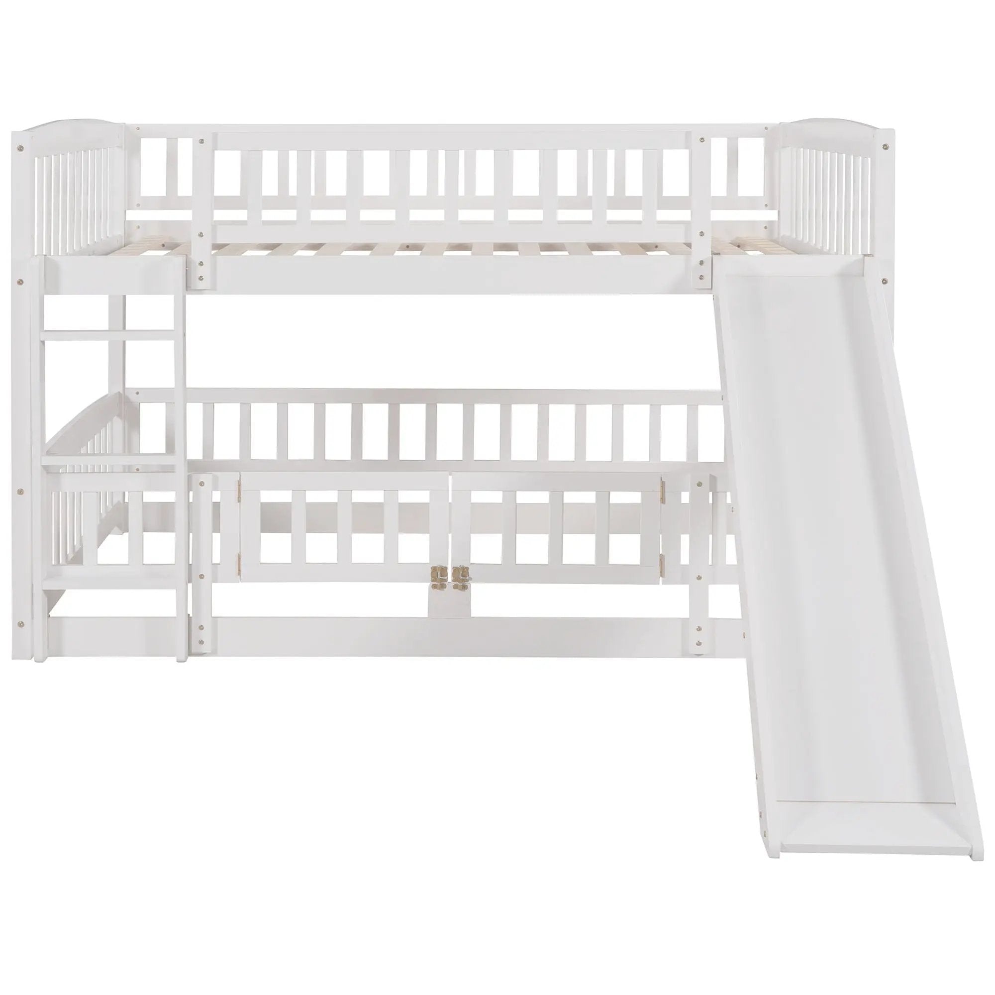 Low Bunk Bed With Slide, Fence And Ladder by Unique Piece Furniture