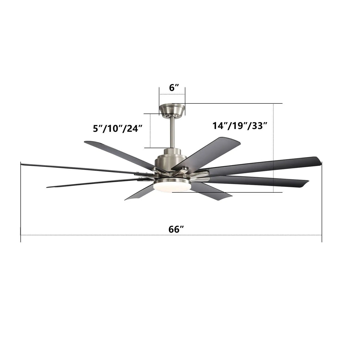 Ceiling Fan With Dimmable LED Light, 8 Blades, Reversible DC Motor, Remote Control by HouseOfZazla