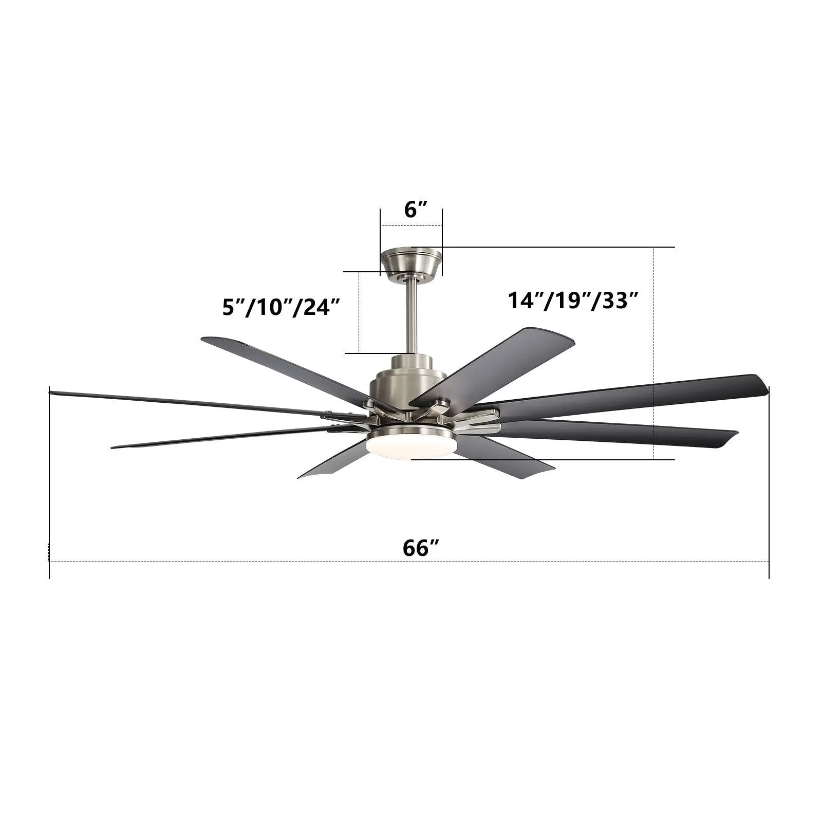 Ceiling Fan With Dimmable LED Light, 8 Blades, Reversible DC Motor, Remote Control by HouseOfZazla