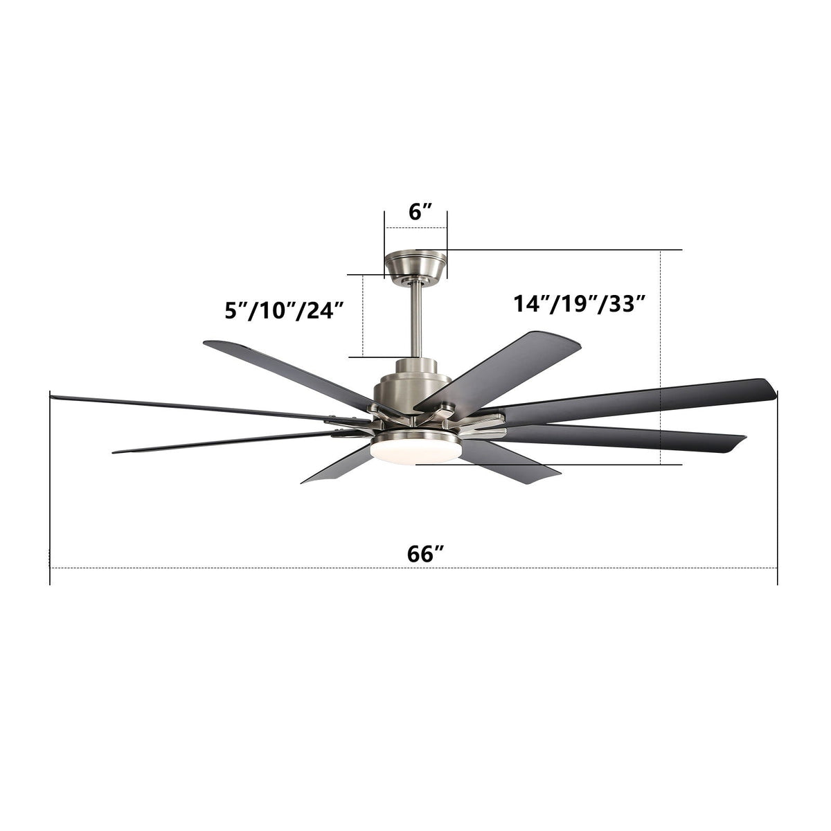 Ceiling Fan with Dimmable LED Light, 8 Blades, Remote Control - Black or White, photo 4 of 8
