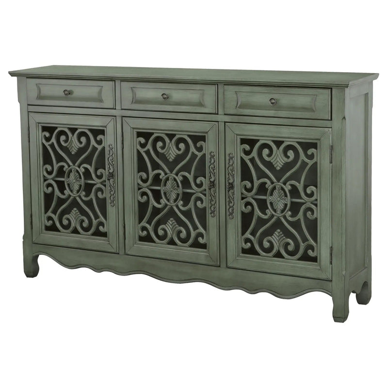 Naomi - 3 Drawer Scrollwork Accent Cabinet - Green by HouseOfZazla