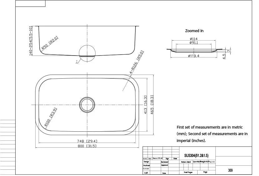 Stainless Steel Sink (Single Bowl) by The Original Granite Bracket