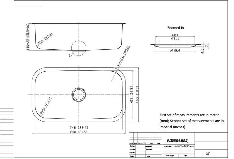 Stainless Steel Sink (Single Bowl) by The Original Granite Bracket