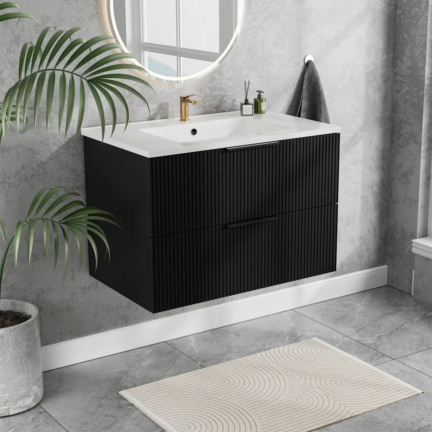 Modern Wall Mounted Floating Bathroom Vanity With Sink And Drawers by HouseOfZazla