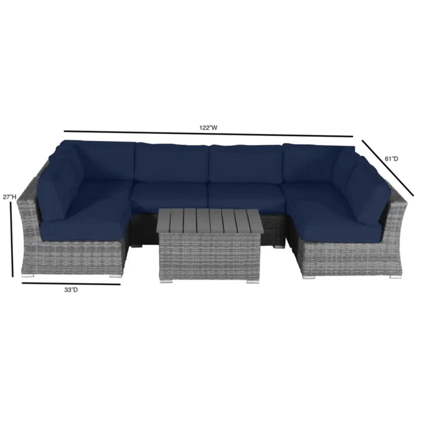 Wicker Sectional Sofa With Cushions And Table by HouseOfZazla