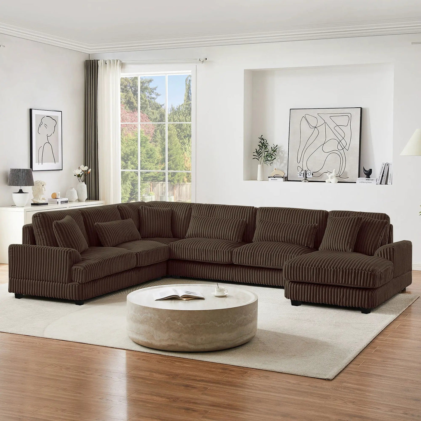 Oversized Sectional Sofa U - Shaped Sofa Couch Modern Sofa Upholstered In Soft With A Chaise Lounge For Living Room by HouseOfZazla