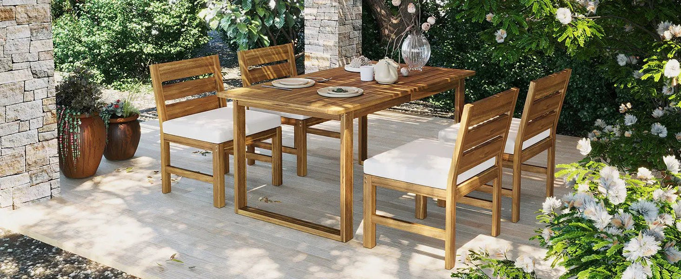 U_STYLE Farmhouse 5-Piece Outdoor Patio Dining Set by HouseOfZazla